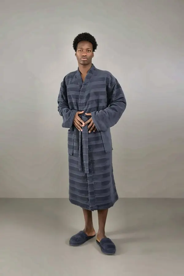 Striped Terry Kimono Robe